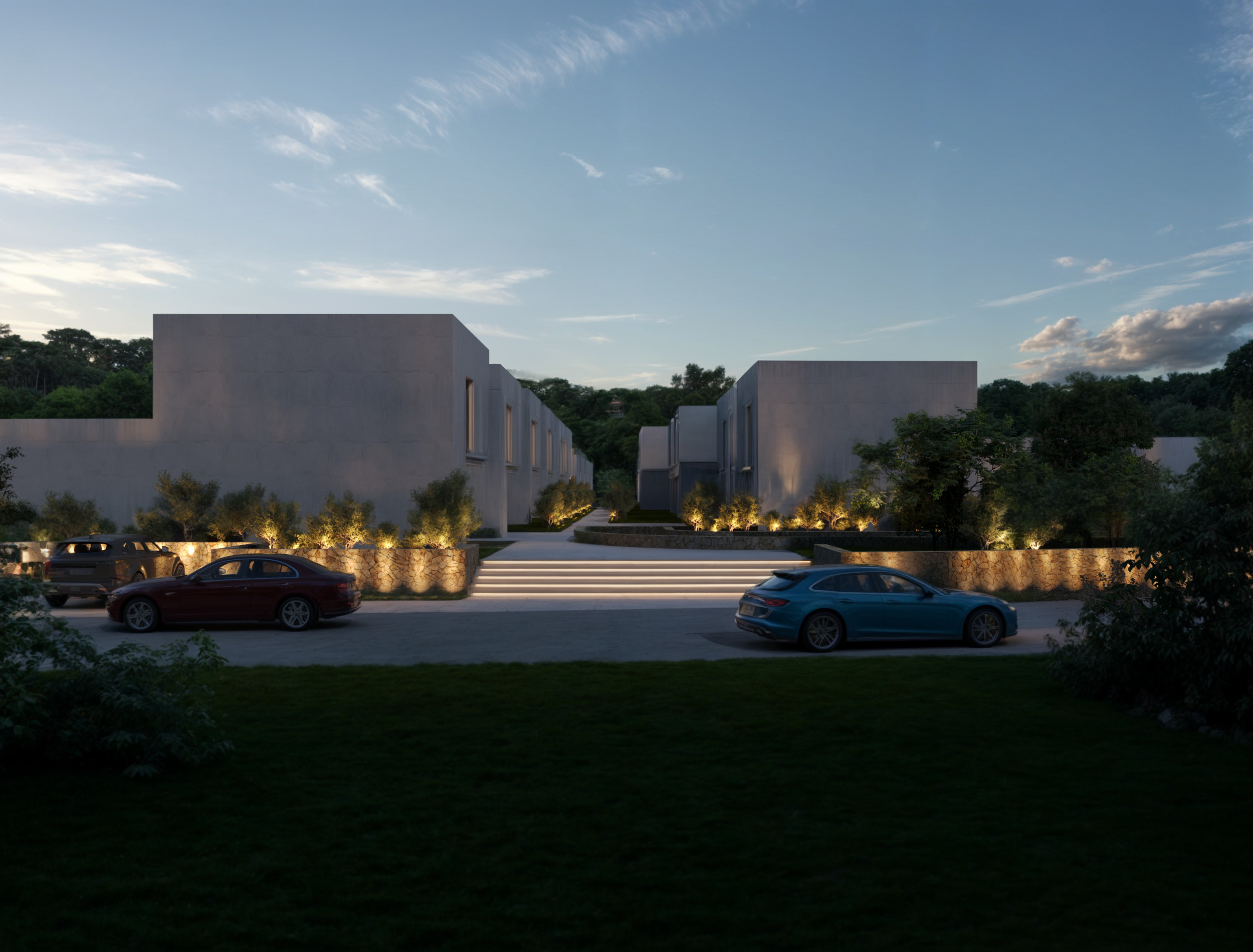 Modern architectural building with glass facades